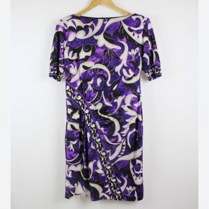 Joseph Ribkoff Mini dress Disco Mod Paisley Ruched Slinky Maximalism Sz 12